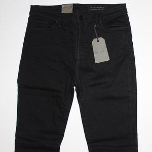 ALL SAINTS GRACE JET BLACK SKINNY JEANS SZ 32 (RUNS SMALL)